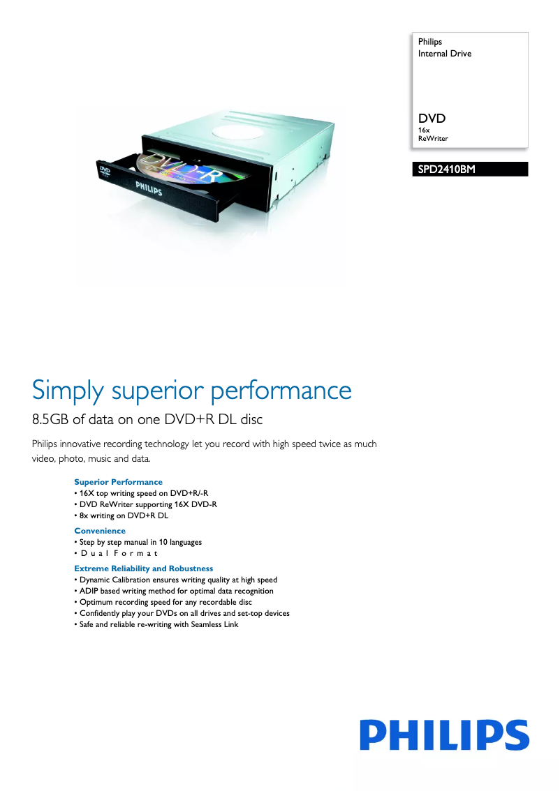 Page 1 of the manual Brochure Philips SPD2410BM