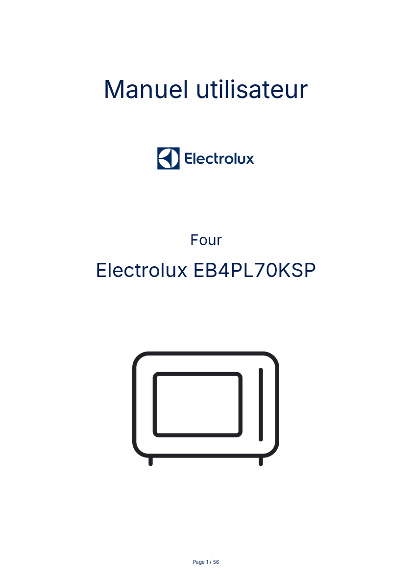 Page 1 de la notice Manuel utilisateur Electrolux EB4PL70KSP