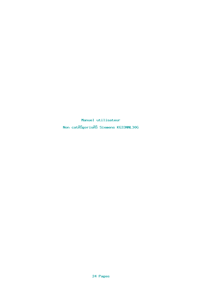 Page 1 de la notice Manuel utilisateur Siemens KG33NNL30G