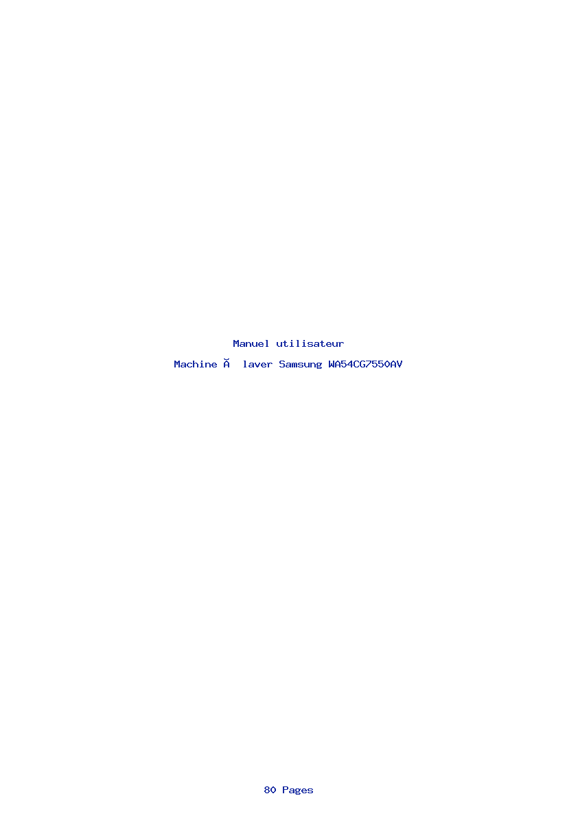 Page 1 de la notice Manuel utilisateur Samsung WA54CG7550AV