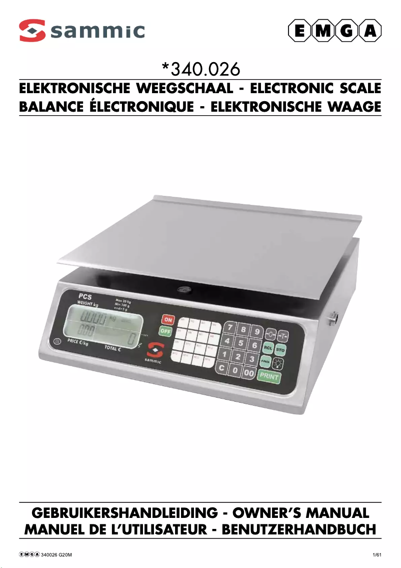 Page 1 de la notice Manuel utilisateur Sammic 340026