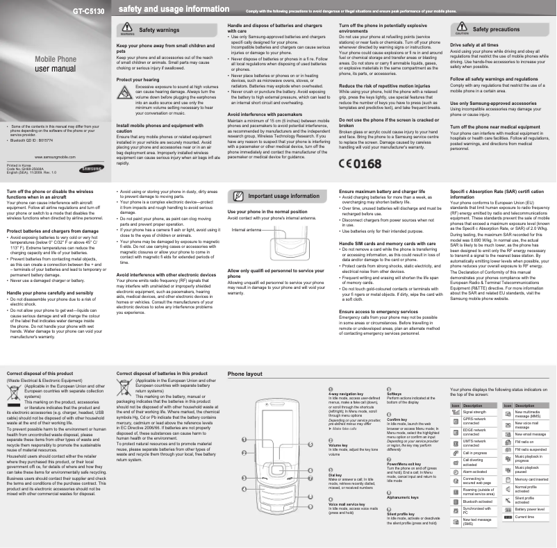 Image de la première page du manuel de l'appareil GT-C5130