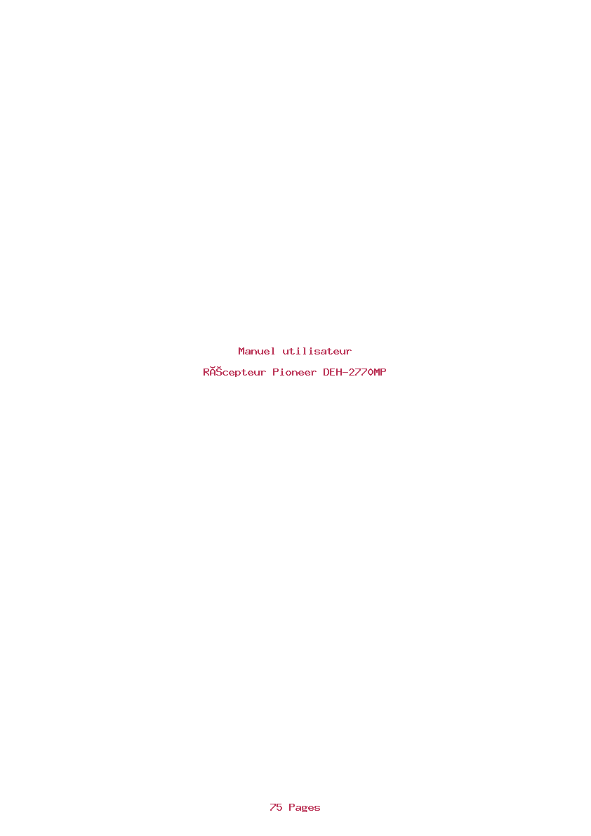 Page 1 de la notice Manuel utilisateur Pioneer DEH-2770MP