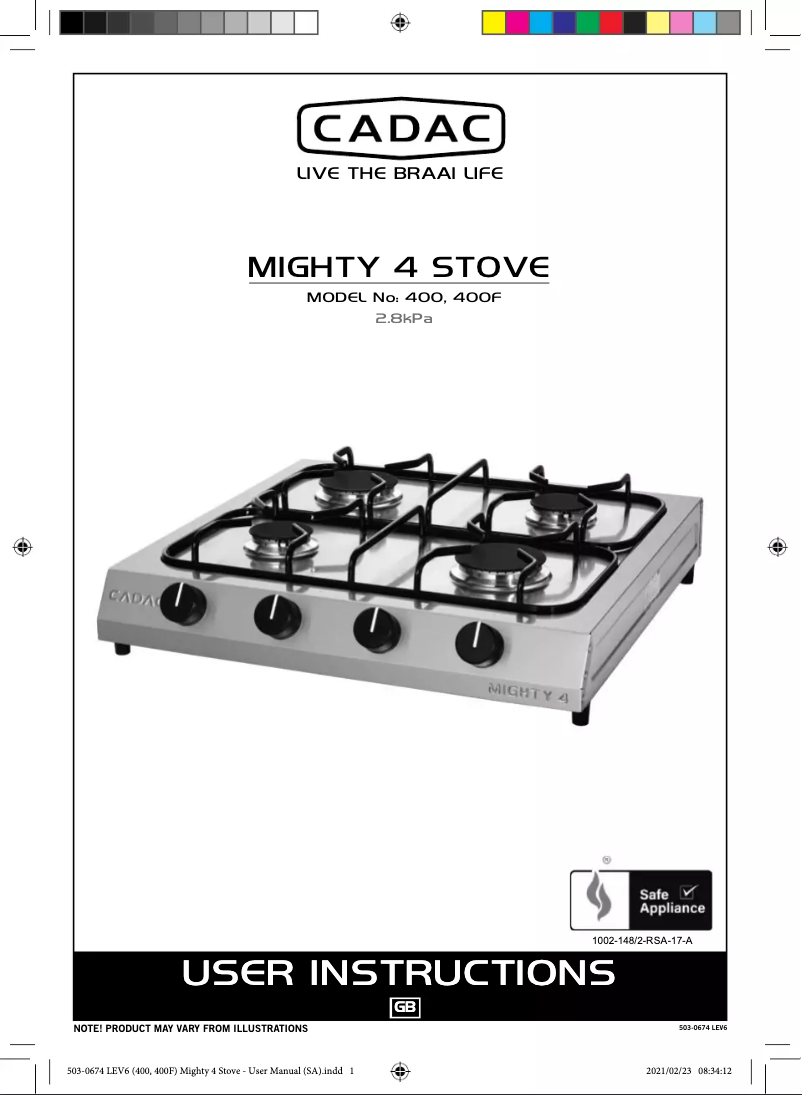 Page 1 de la notice Manuel utilisateur Cadac Mighty 4