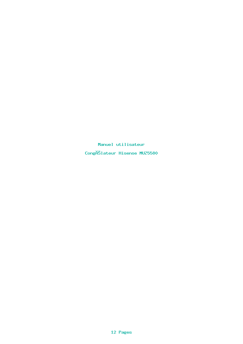 Page 1 de la notice Manuel utilisateur Hisense MUZ5580