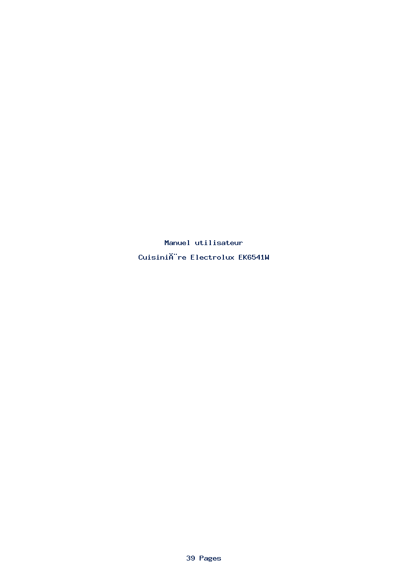 Page 1 de la notice Manuel utilisateur Electrolux EK6541W