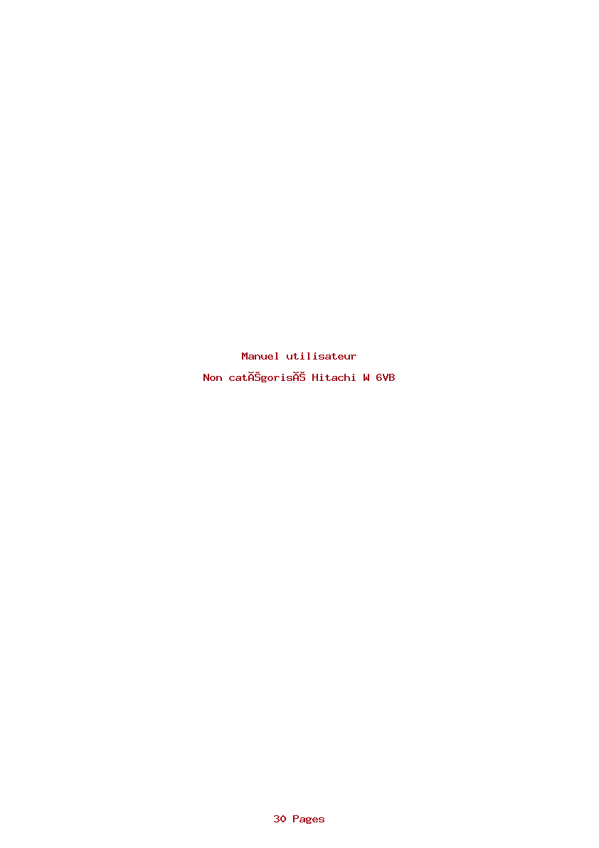 Page 1 de la notice Manuel utilisateur Hitachi W 6VB