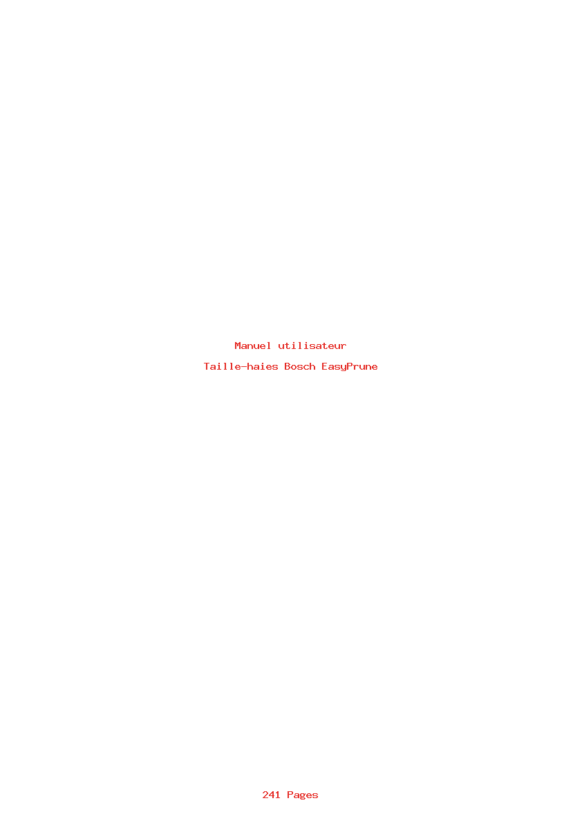 Page 1 de la notice Manuel utilisateur Bosch EasyPrune