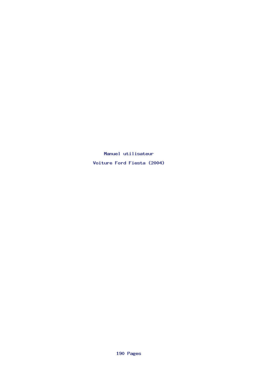 Page 1 de la notice Manuel utilisateur Ford Fiesta (2004)