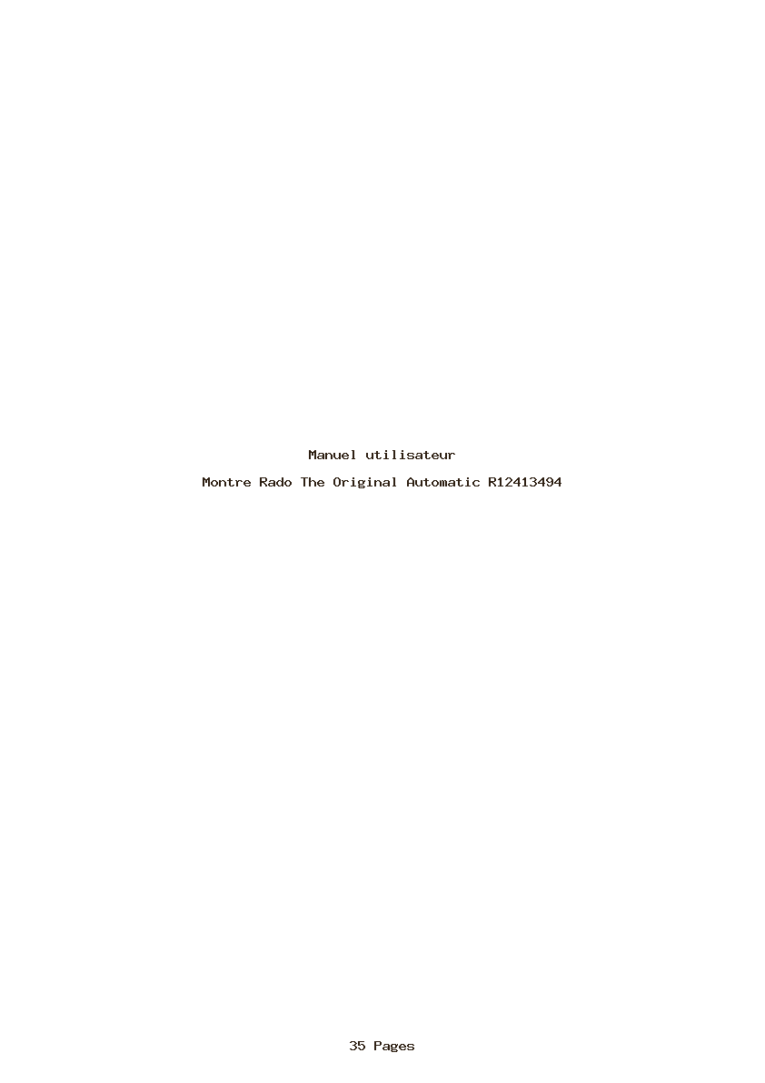 Page 1 de la notice Manuel utilisateur Rado The Original Automatic R12413494