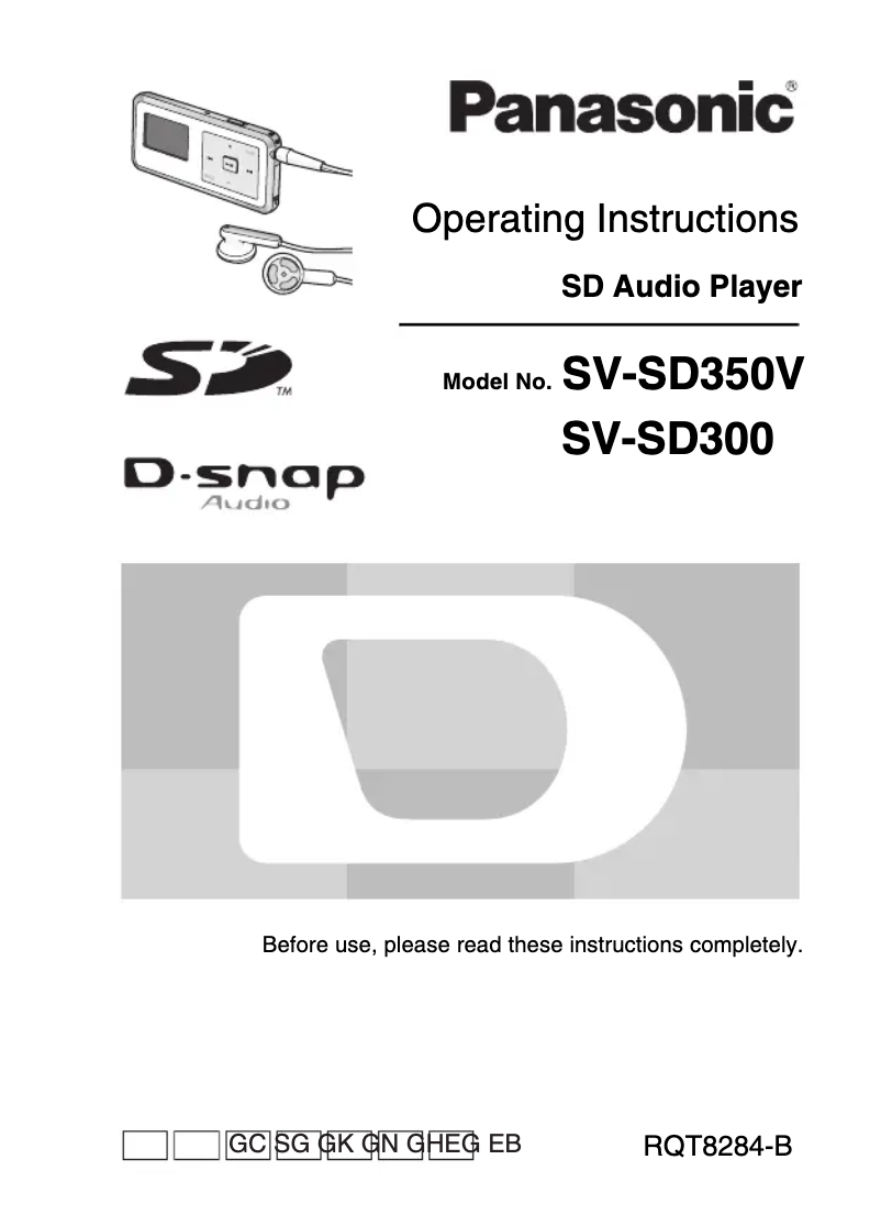 Page 1 de la notice Manuel utilisateur Panasonic D-Snap SV-SD350V