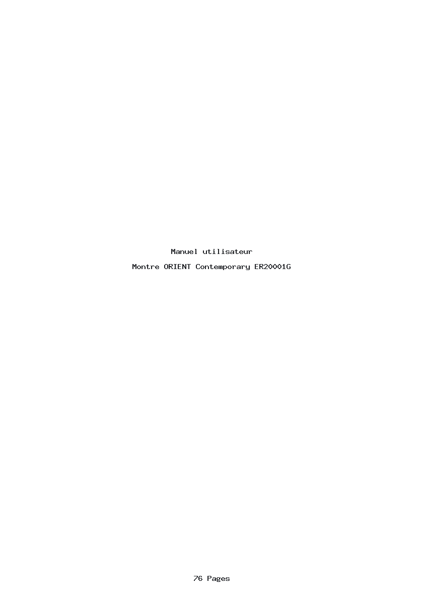 Page 1 de la notice Manuel utilisateur ORIENT Contemporary ER20001G