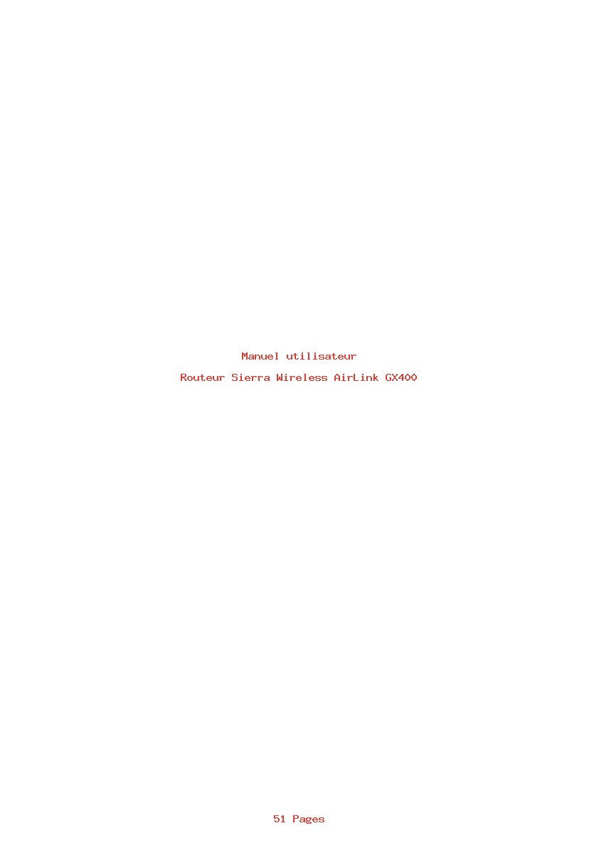 Page 1 de la notice Manuel utilisateur Sierra Wireless AirLink GX400