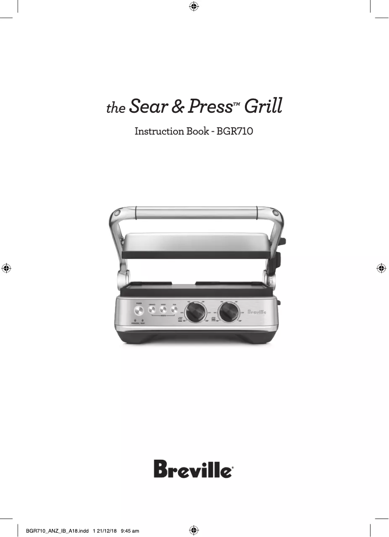 Page 1 de la notice Manuel utilisateur Breville The Sear & Press Grill BGR710BSS
