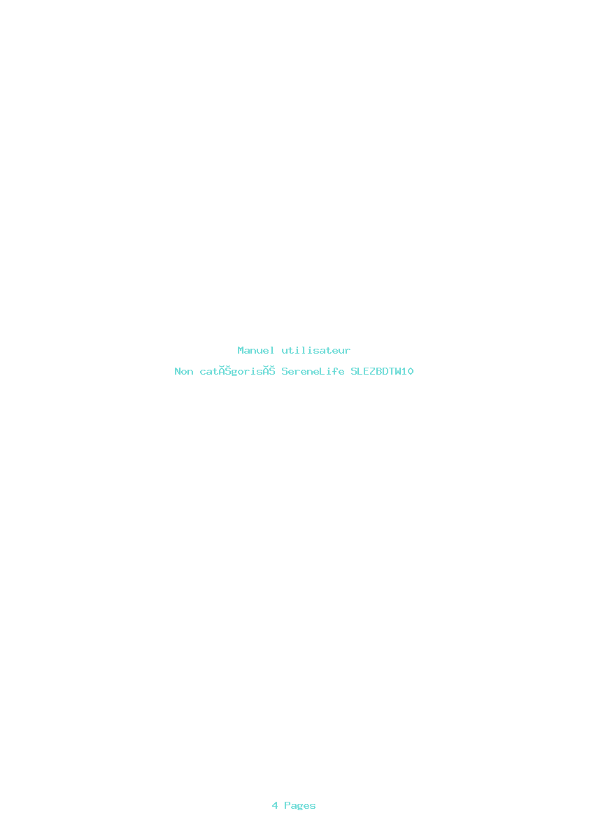 Page 1 de la notice Manuel utilisateur SereneLife SLEZBDTW10