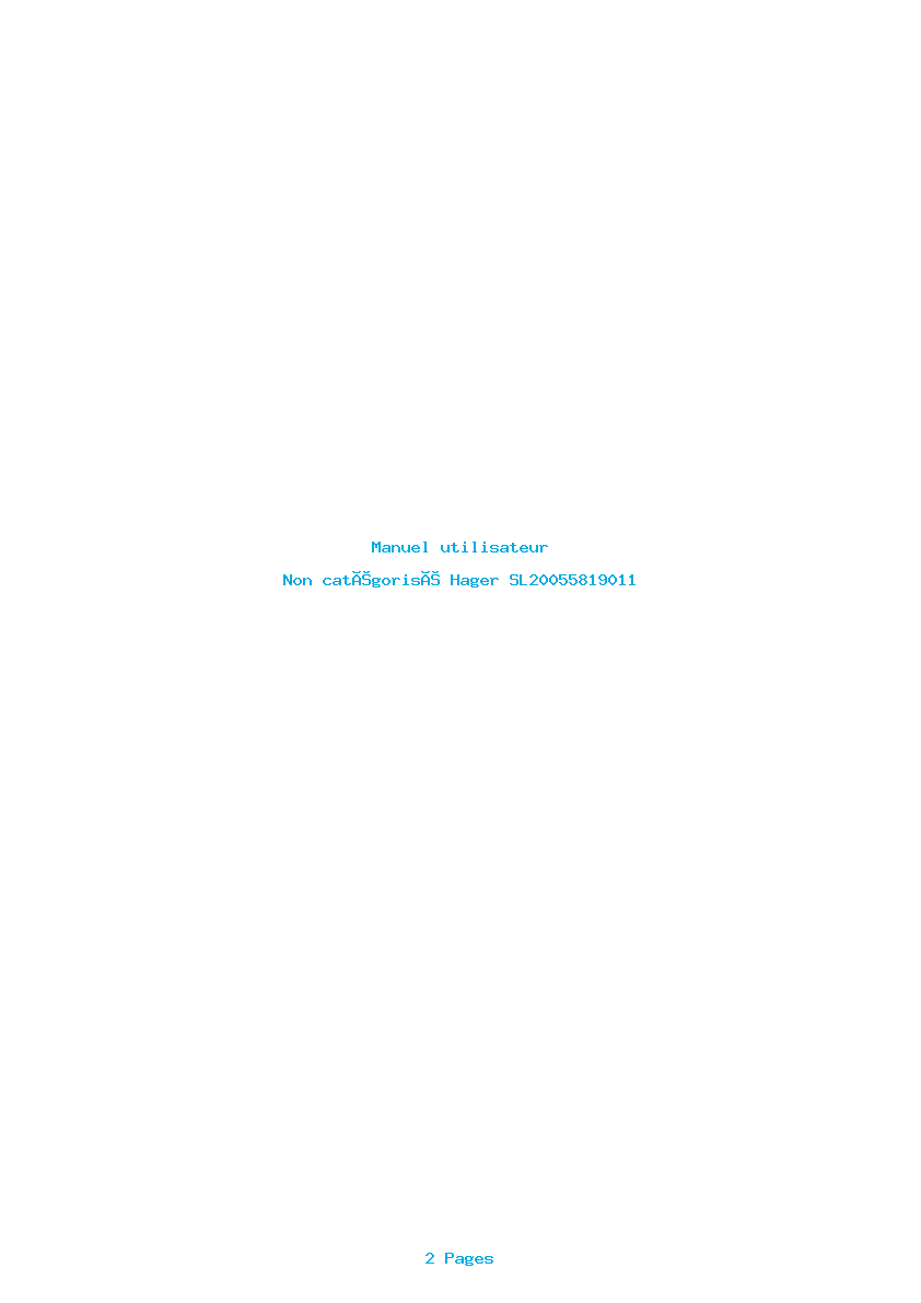 Page 1 de la notice Manuel utilisateur Hager SL20055819011