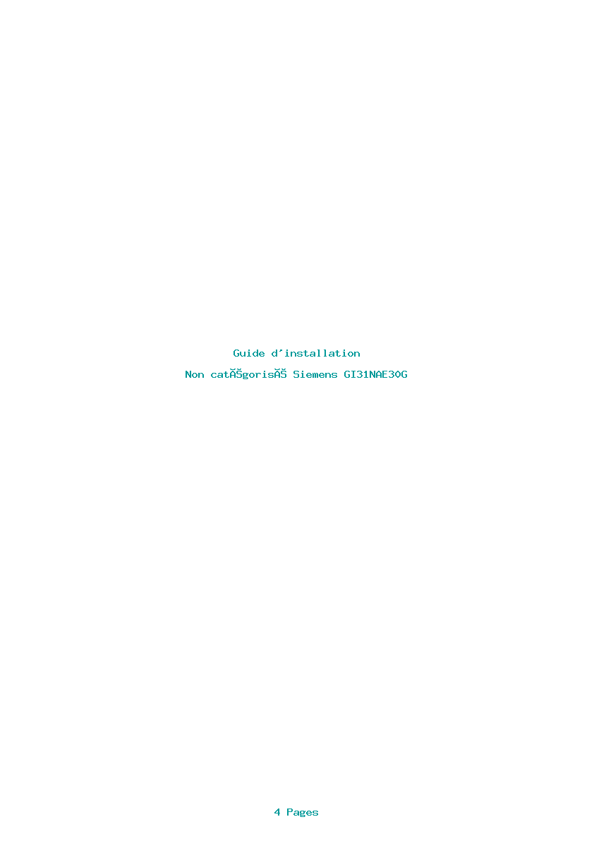 Page 1 de la notice Guide d'installation Siemens GI31NAE30G