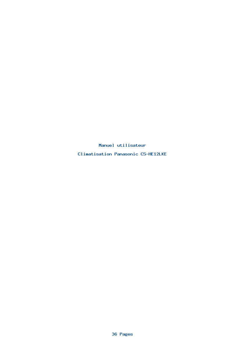 Page 1 de la notice Manuel utilisateur Panasonic CS-HE12LKE