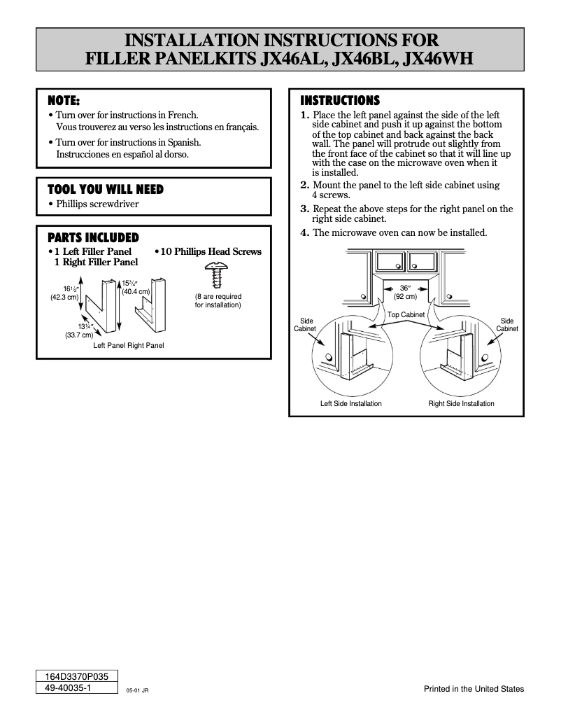 Page 1 de la notice Manuel utilisateur GE JX46BL
