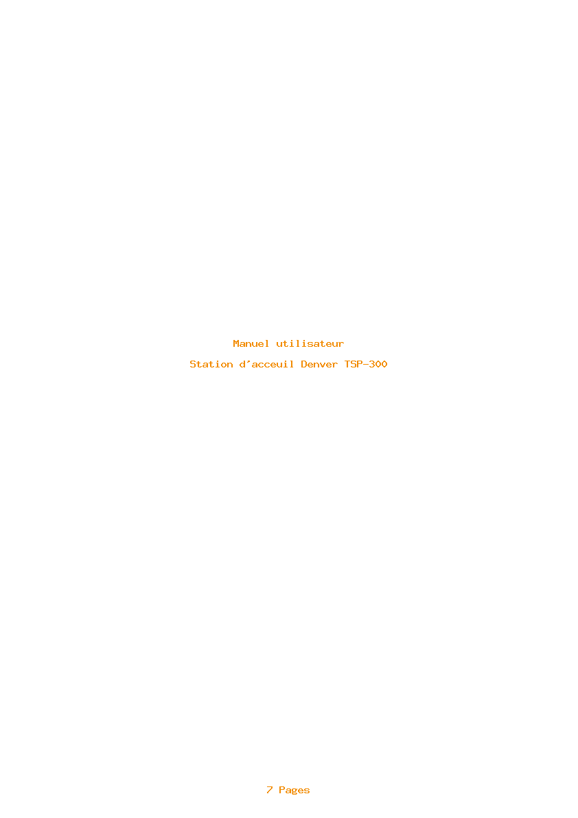 Page 1 de la notice Manuel utilisateur Denver TSP-300