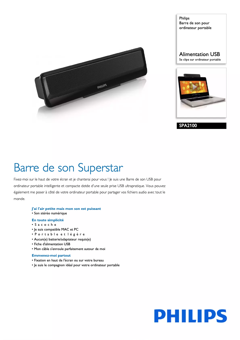 Página 1 del manual Ficha técnica Philips SPA2100
