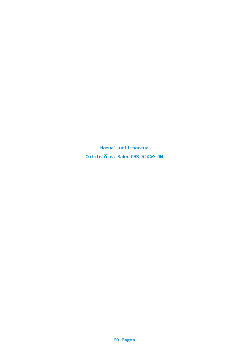 Page 1 de la notice Manuel utilisateur Beko CSS 52000 DW