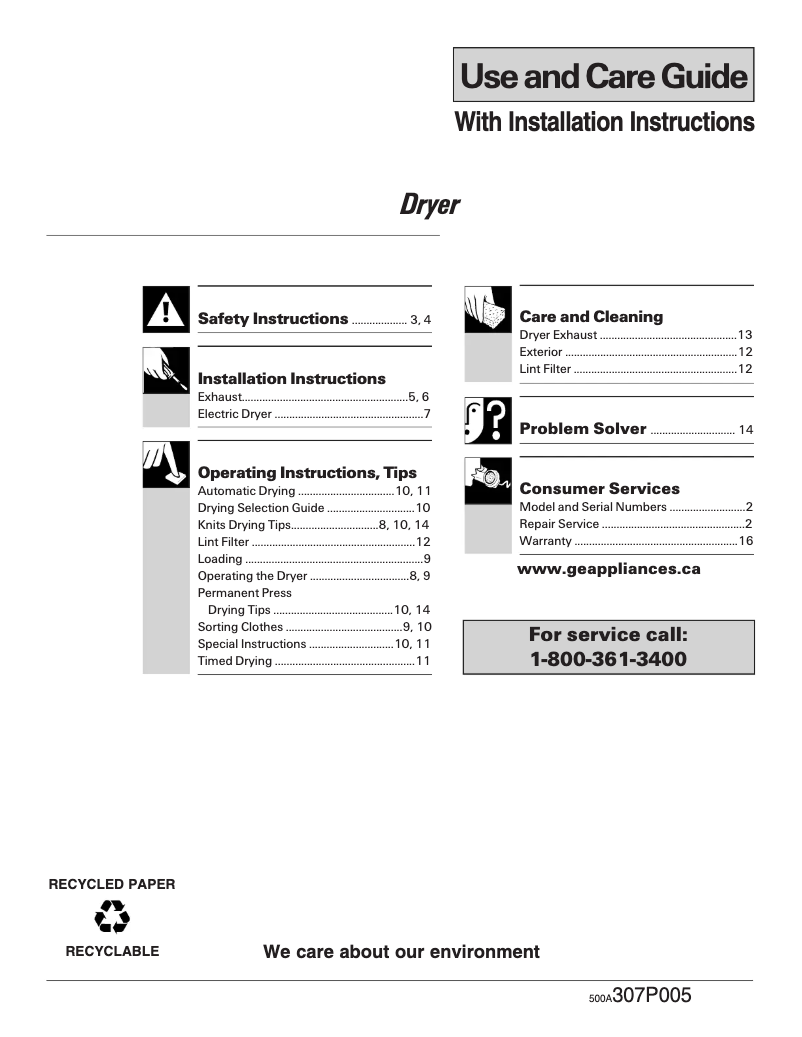 Page n°1 - Manuel utilisateur GE PSKS333EBWW