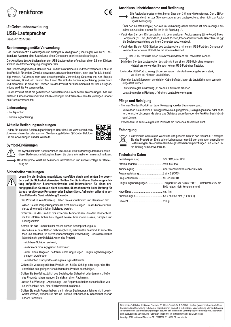 Page 1 de la notice Manuel utilisateur Renkforce RF-4755736