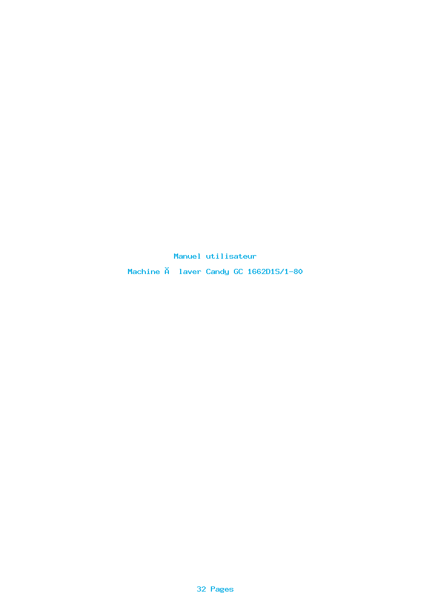 Page 1 de la notice Manuel utilisateur Candy GC 1662D1S/1-80