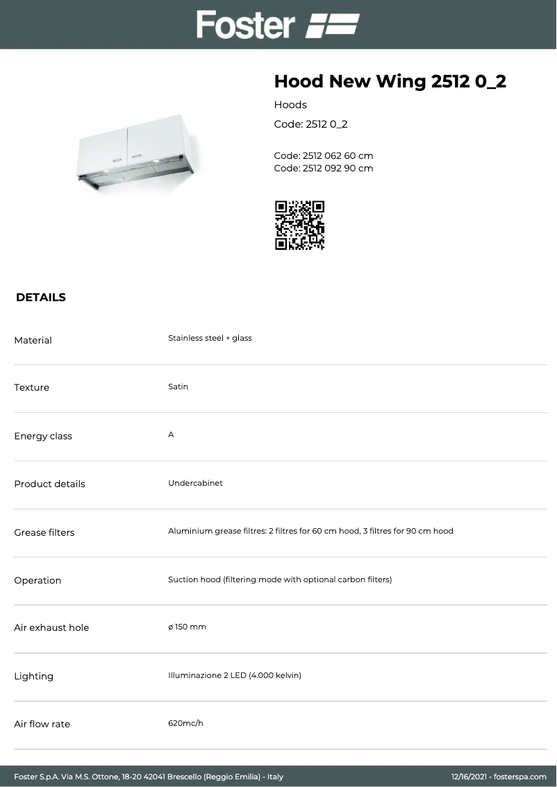 Página 1 del manual Manual de usuario Foster Hood New Wing 2512 092