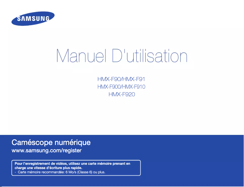 Page 1 de la notice Manuel utilisateur Samsung HMX-F90WP