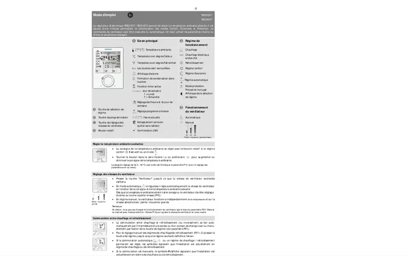 Page 1 de la notice Manuel utilisateur Siemens RDG160T