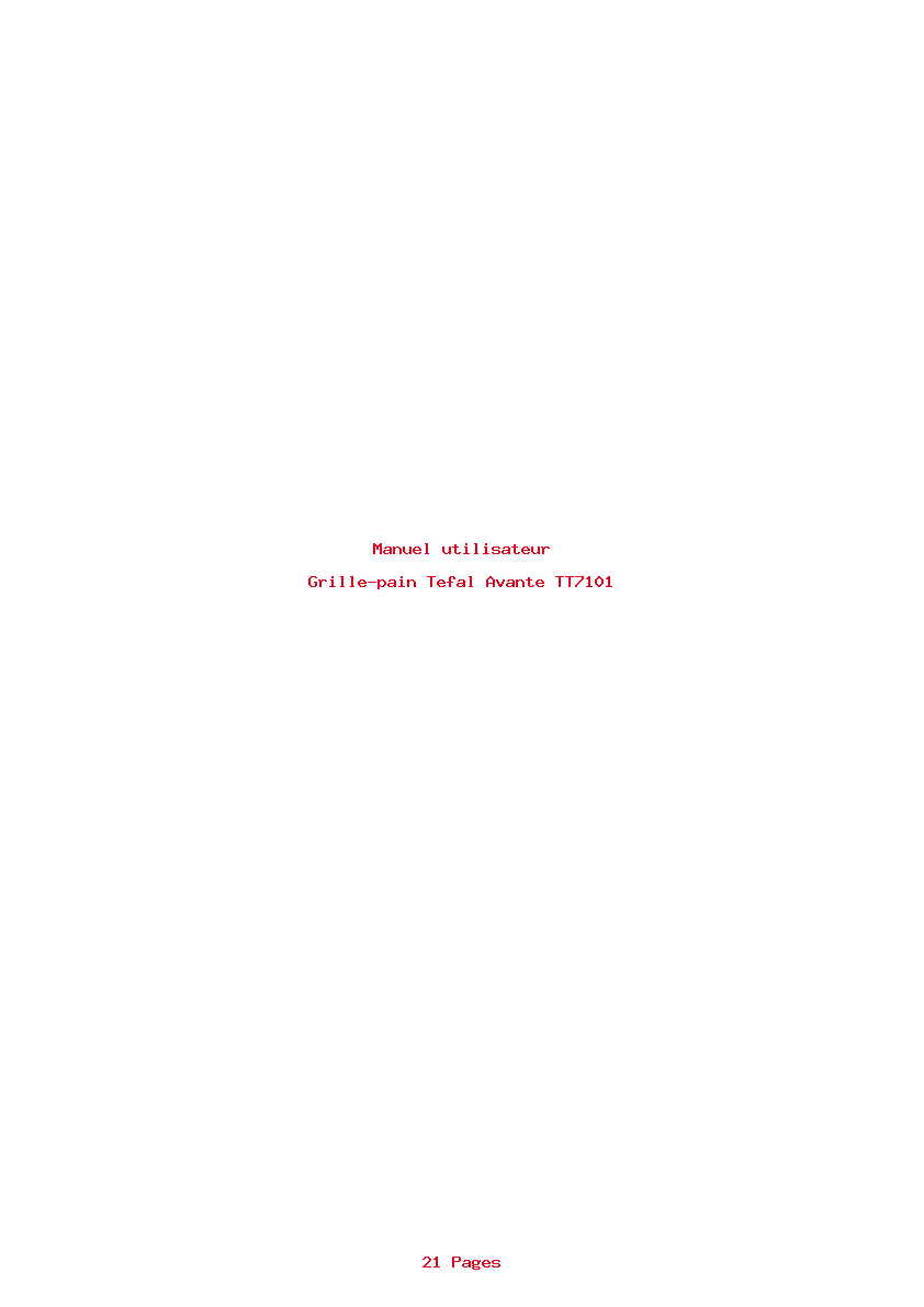 Page 1 de la notice Manuel utilisateur Tefal Avante TT7101