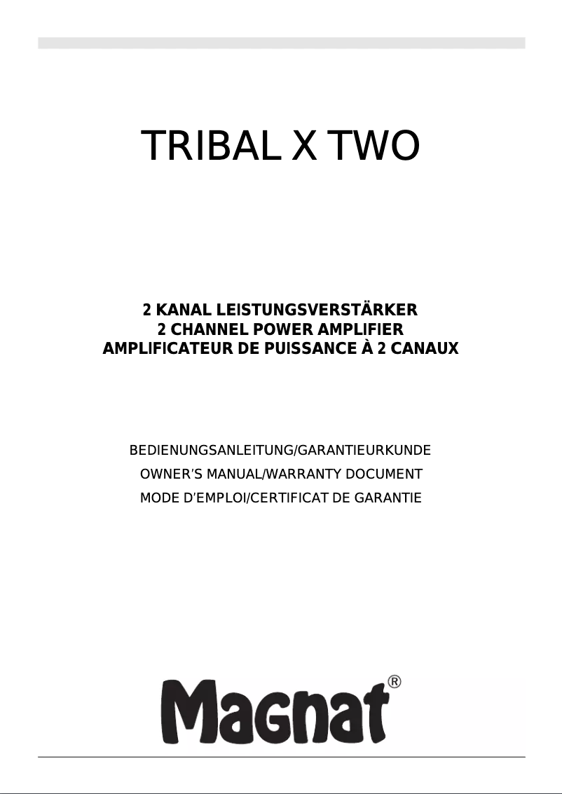 Page 1 of the manual User Manual Magnat Tribal X Two