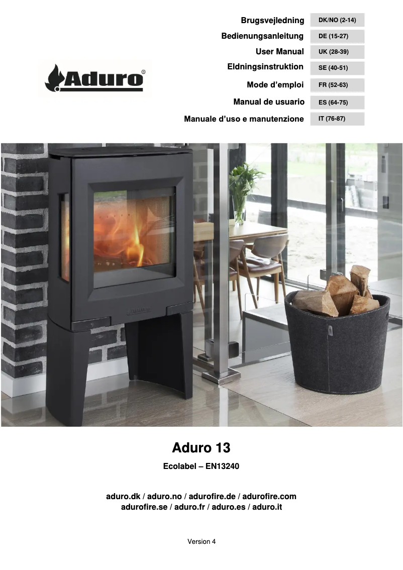 Page 1 de la notice Manuel utilisateur Aduro 13