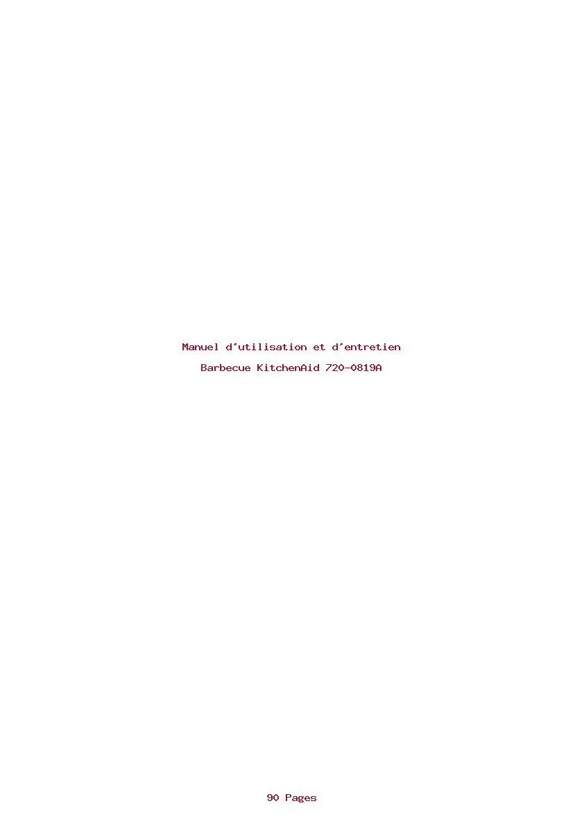 Page 1 de la notice Manuel d'utilisation et d'entretien KitchenAid 720-0819A