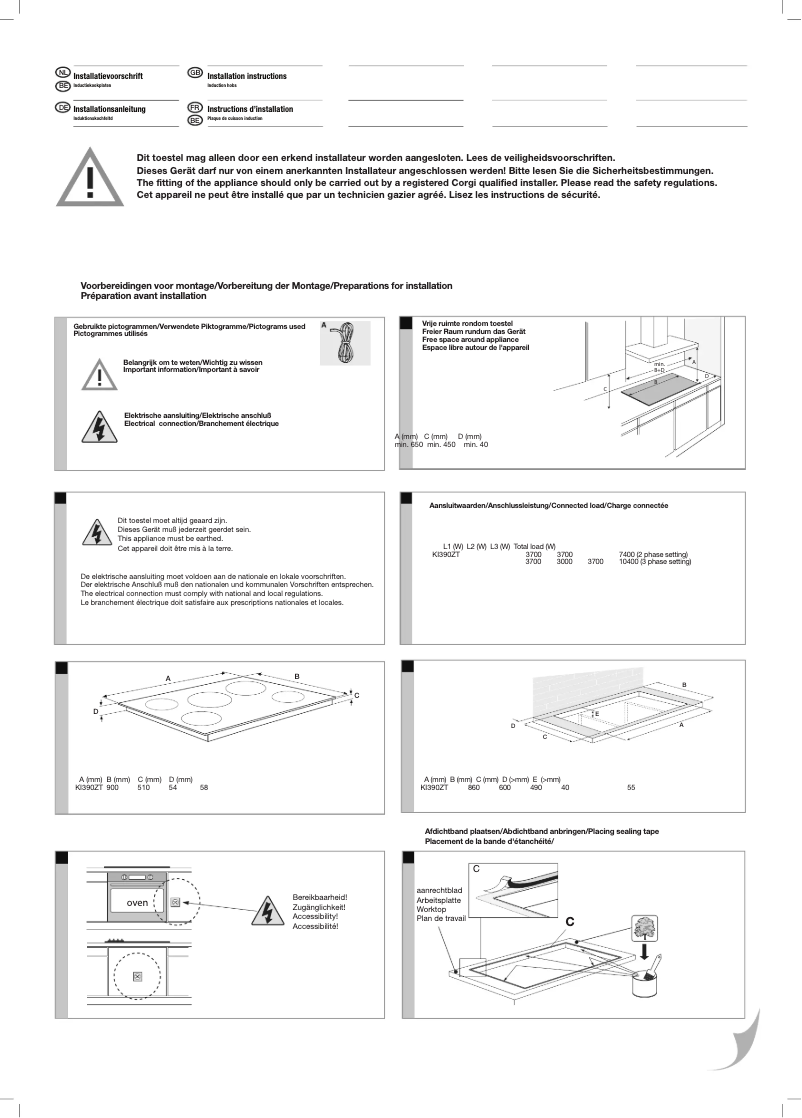 Page 1 de la notice Guide d'installation Etna KI390ZT