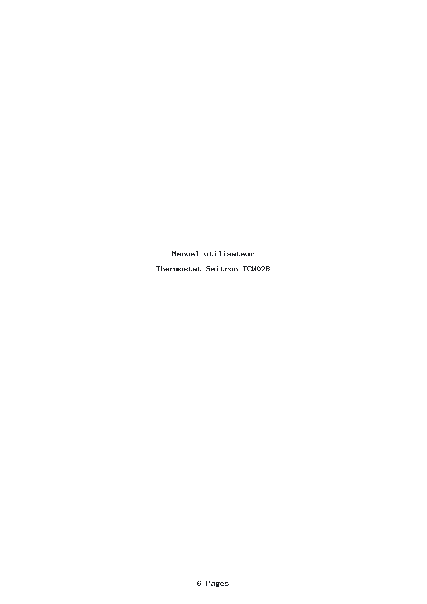 Page 1 de la notice Manuel utilisateur Seitron TCW02B