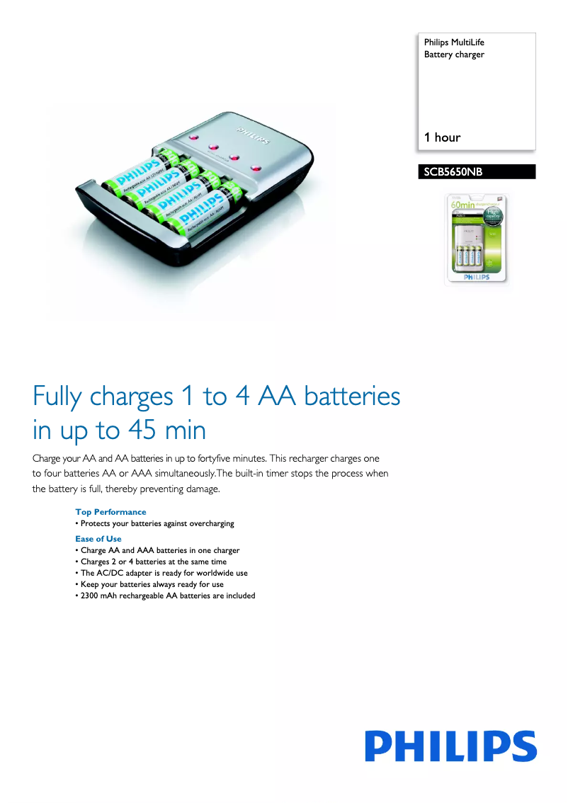 Página 1 del manual Folleto Philips MultiLife SCB5650NB