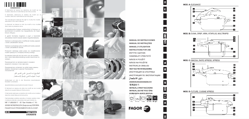 Page 1 de la notice Manuel utilisateur Fagor Rapid Xpress 8