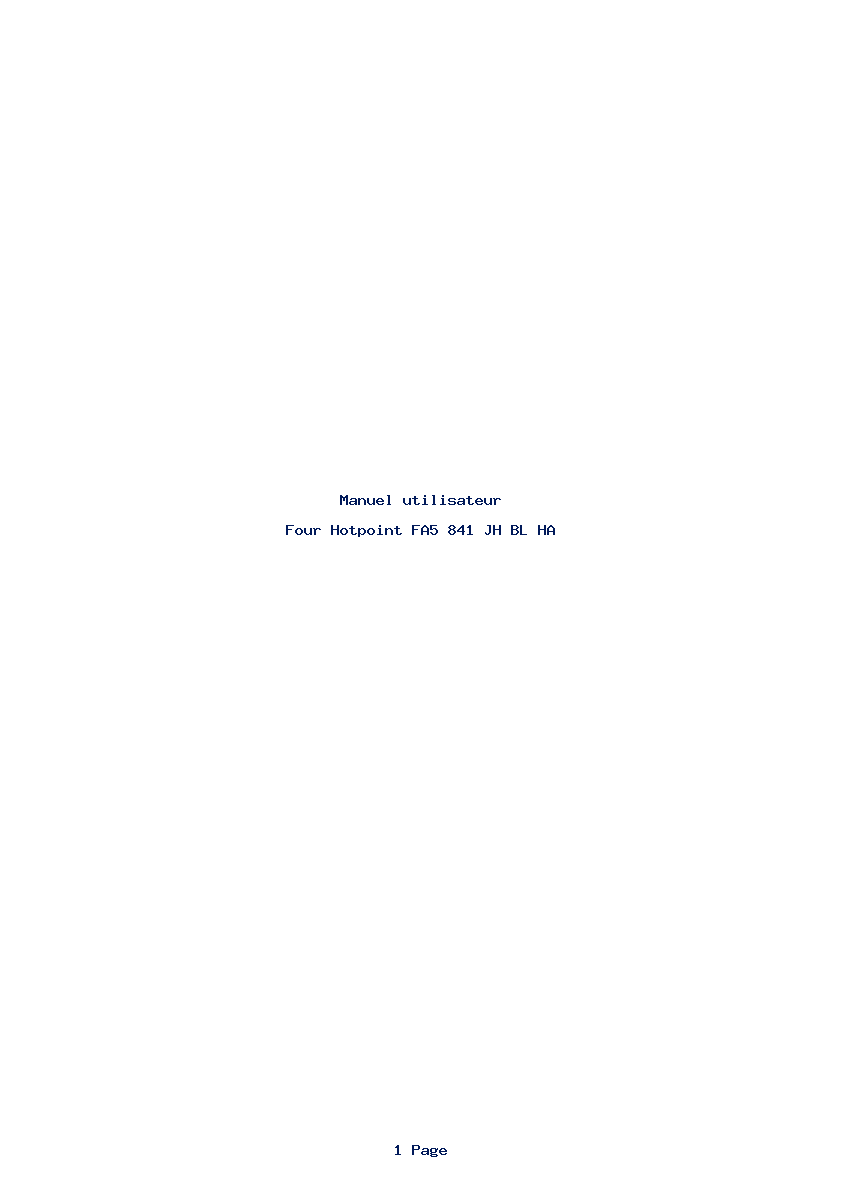 Page 1 de la notice Manuel utilisateur Hotpoint FA5 841 JH BL HA