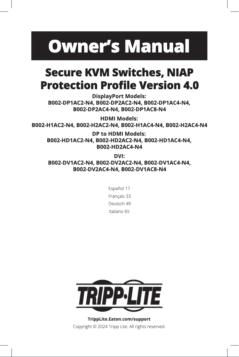 Page 1 de la notice Manuel utilisateur Tripp Lite B002-DP2AC2-N4