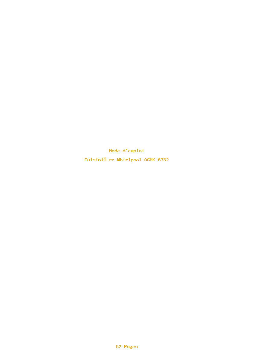 Page 1 de la notice Mode d'emploi Whirlpool ACMK 6332