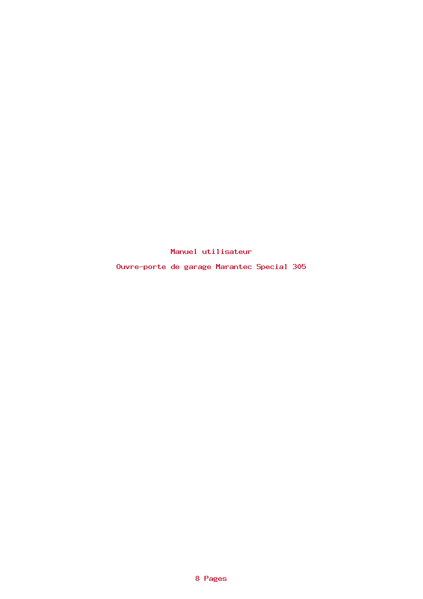 Page 1 de la notice Manuel utilisateur Marantec Special 305