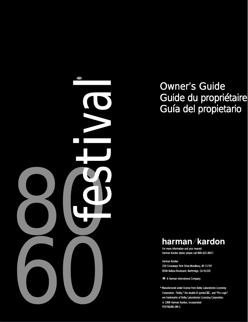 Page 1 de la notice Manuel utilisateur Harman Kardon Festival 60