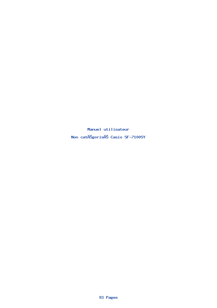 Page 1 de la notice Manuel utilisateur Casio SF-7100SY