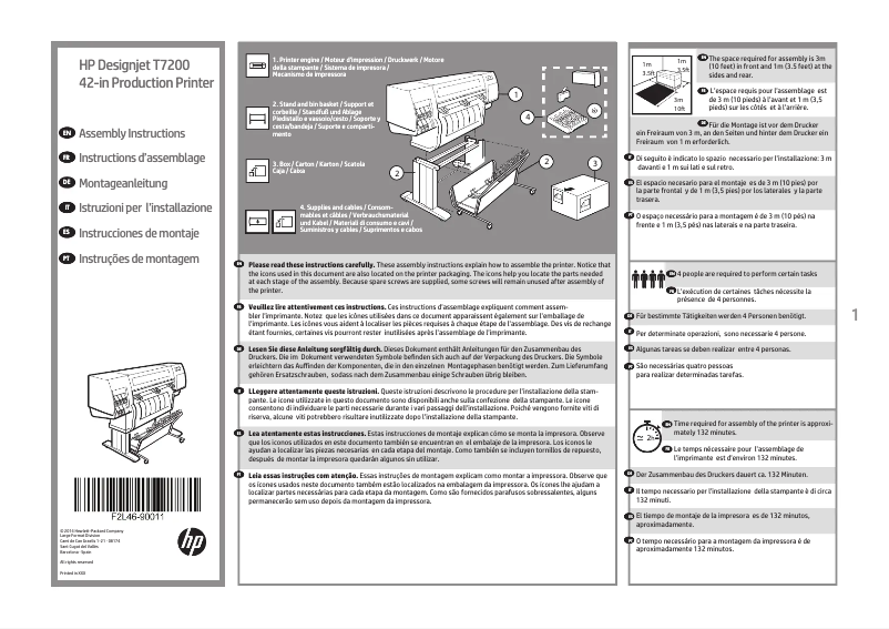 Page n°1 - Instructions / montage HP DesignJet T7200