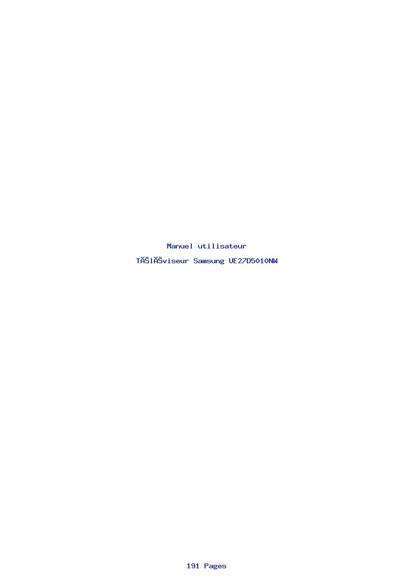 Page 1 de la notice Manuel utilisateur Samsung UE27D5010NW