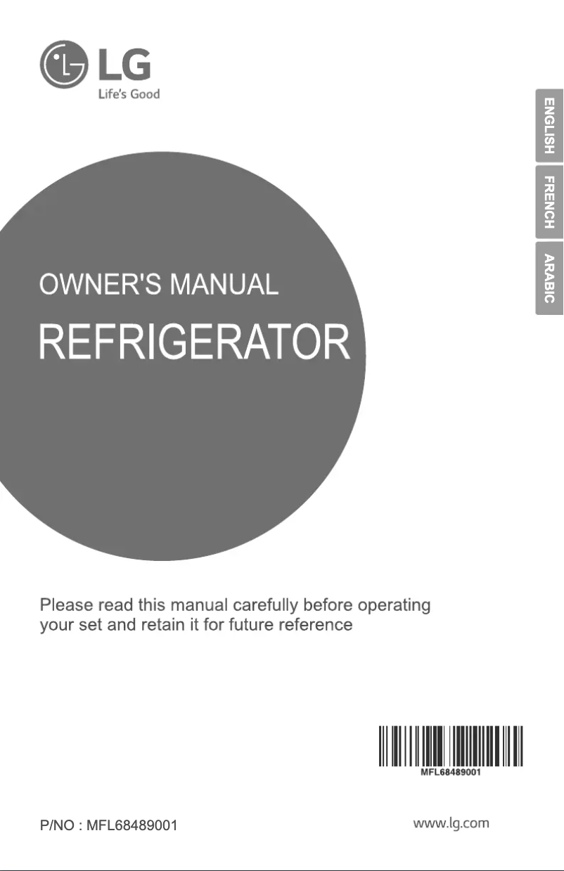 Page 1 de la notice Manuel utilisateur LG GR-B450RQHL
