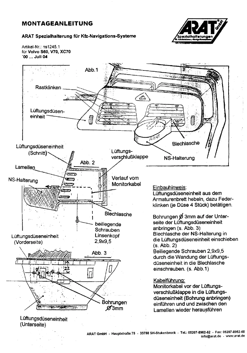 Page 1 de la notice Manuel utilisateur Arat NS1245.1